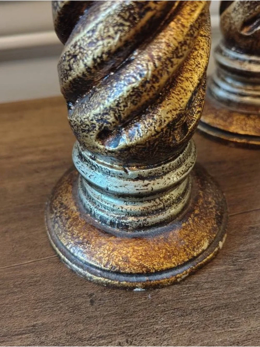 Vtg Neoclassical Gold Twisted Pillar Candlestick Holders Set 3 Hollywood Regency